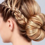 French Braided Bun Hair style blond