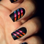 Visual Stripes a colorful nail art design