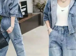 jean two piece set